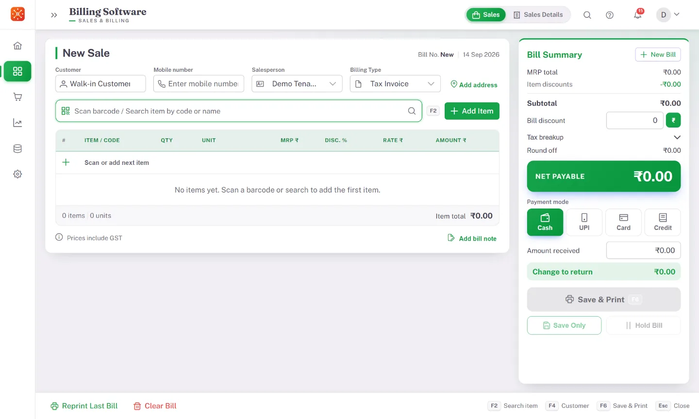 Crackers Billing – Counter billing