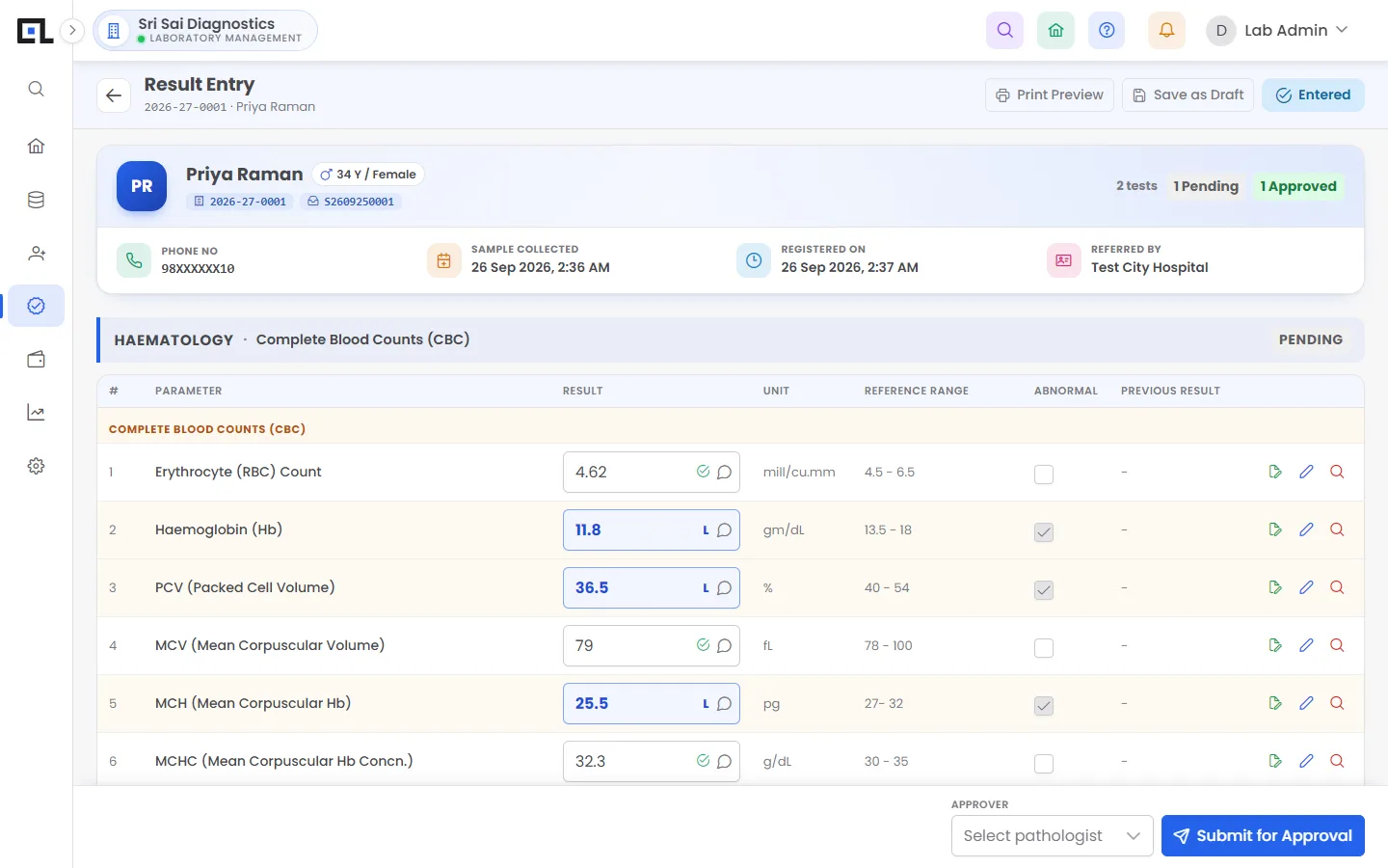 QLab – Result entry with flags