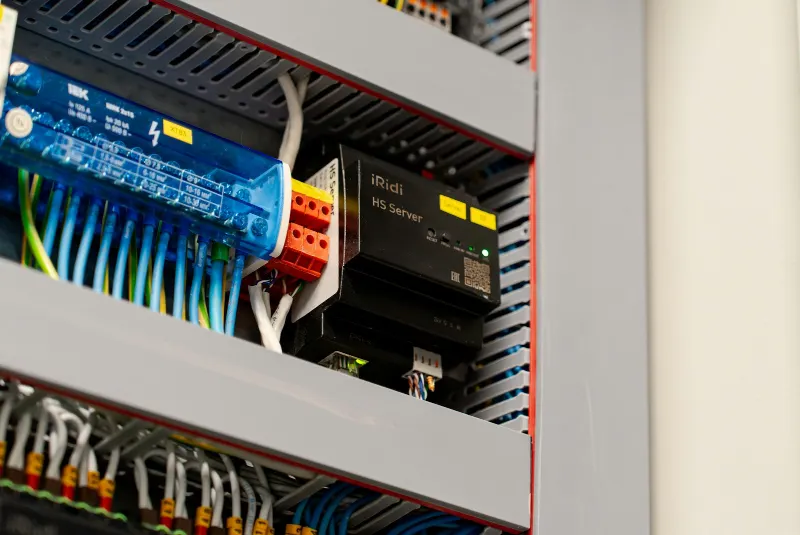 Industrial control panel with PLC and wiring